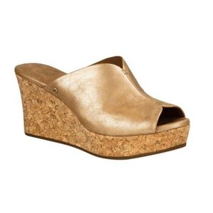 UGG Dominique Metallic Cork Wedge
